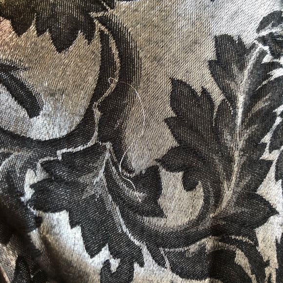 Vintage Black and Silver Patterned Long Sleeve Button Up Blouse 90s Goth/Dark - Picture 5 of 6